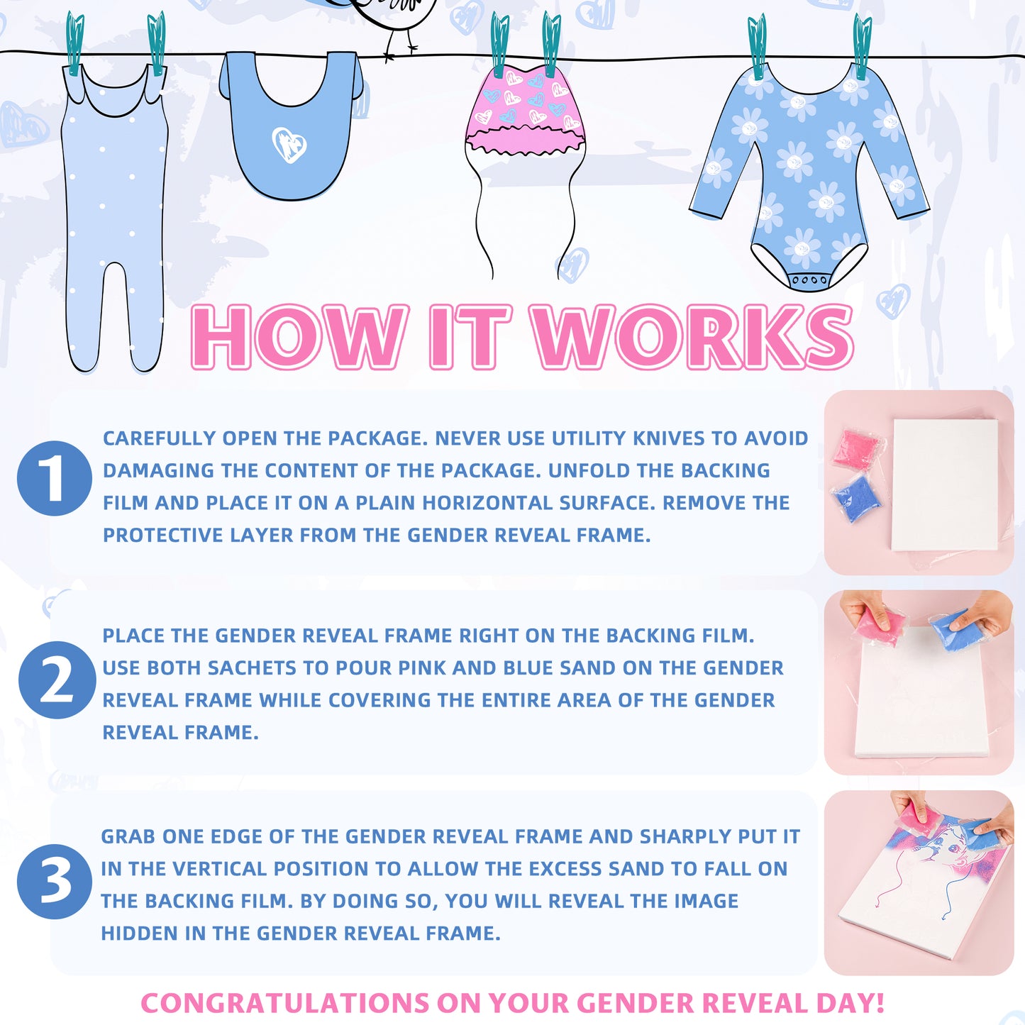 Powder Art Gender Reveal Board